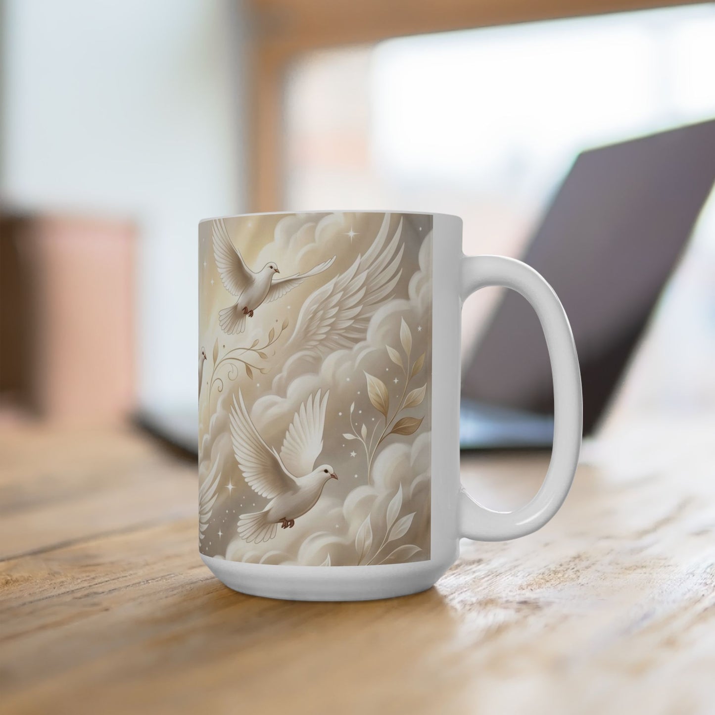 Doves White Ceramic Coffee Mug (11oz & 15oz)