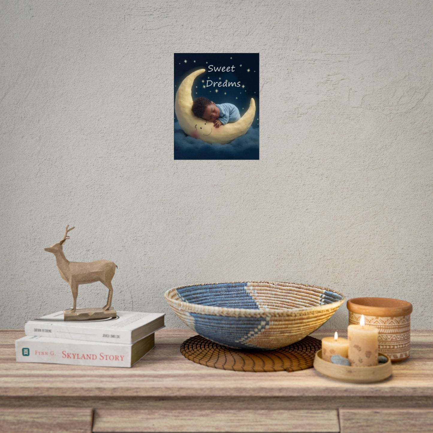 Sweet Dreams Baby Poster — Nursery Moon Sleep Wall Art