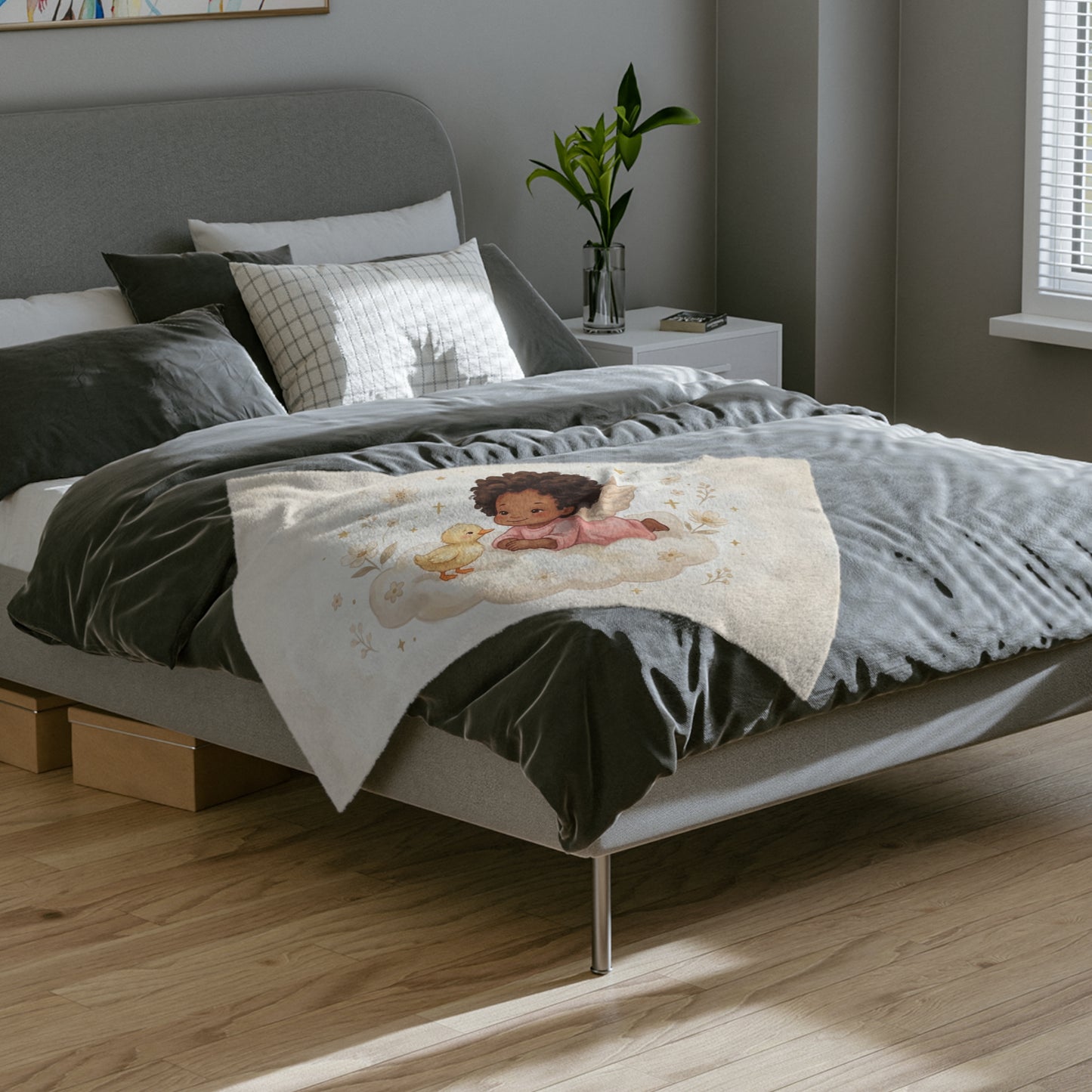 Best Friends Cute Angel & Duck Nursery Blanket