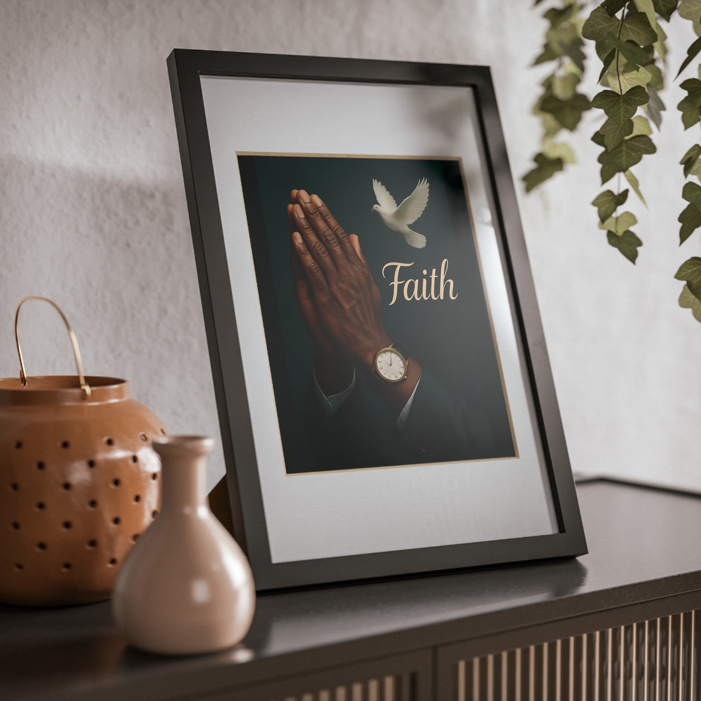 Man Faith Prayer Hands Framed Poster — Inspirational Christian Wall Art