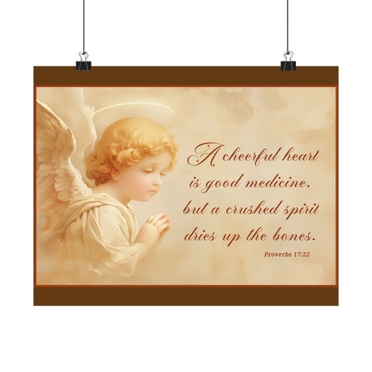 Inspirational Angel Poster - A Cheerful Heart Matte Horizontal Print by Grace Canvas Shop