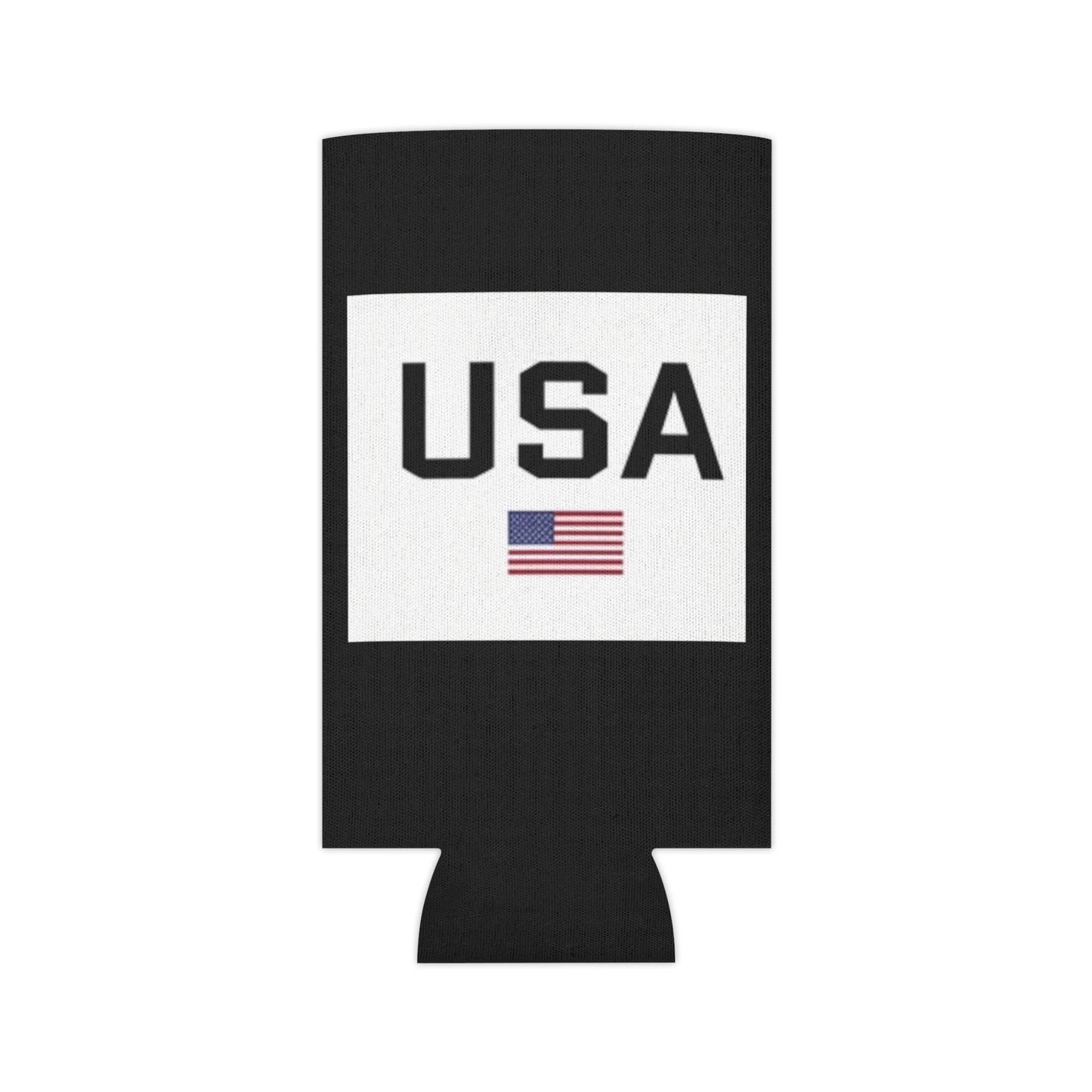 Patriotic USA Flag Can Cooler in Black