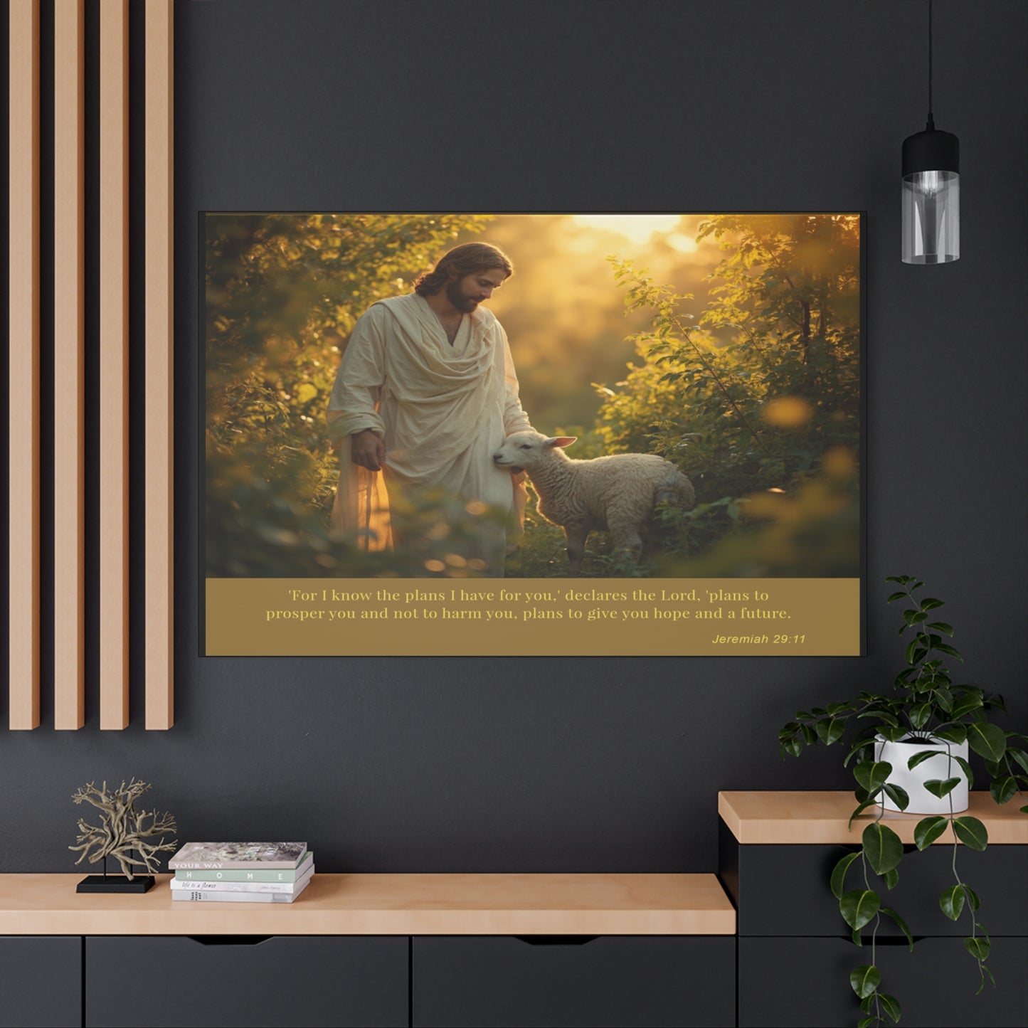 Jesus and the Lamb Jeremiah 29:11 Matte Canvas Print by Grace Canvas