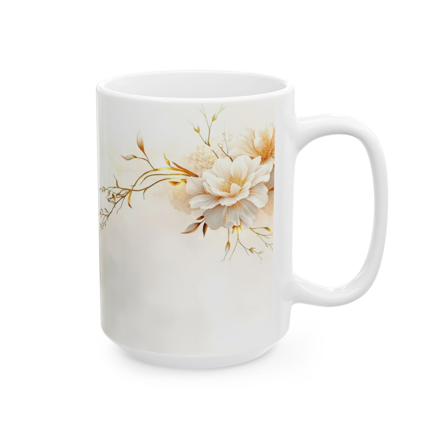 Winter Flowers Ceramic Mug Elegant Tea Coffee Cup