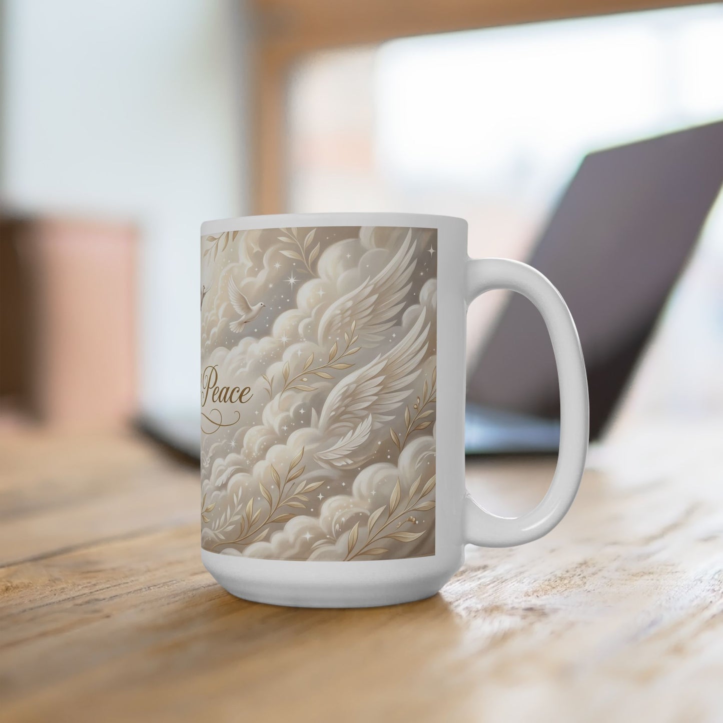 Wings of Peace Ceramic Mug — Dove Peace Inspirational Coffee Cup (11oz & 15oz)