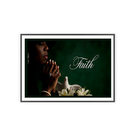 Faith Prayer Wall Poster with Wooden Frame — Inspirational Religious Home Decor