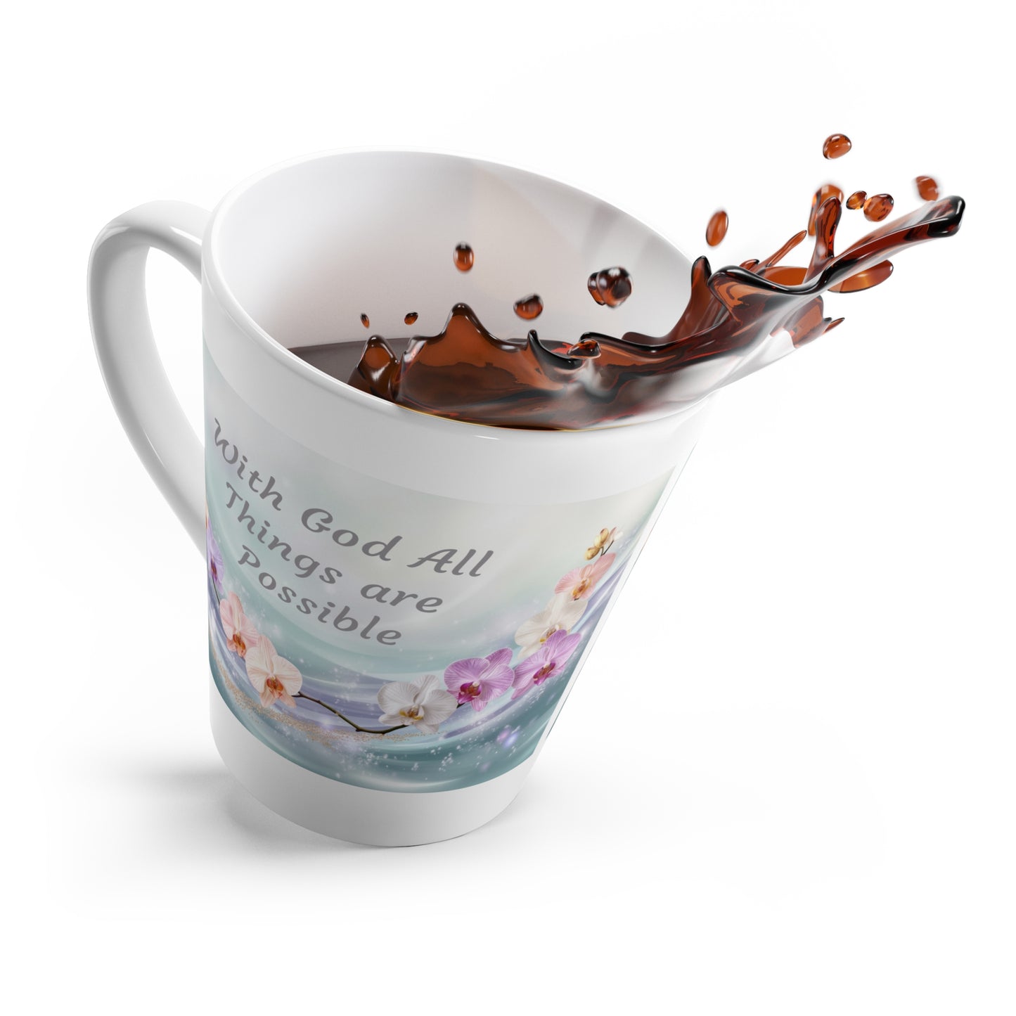 With God All Things Are Possible Floral Latte Mug