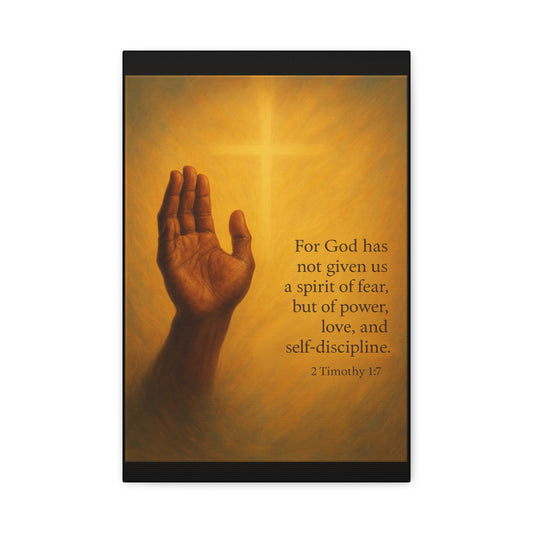 2 Timothy 1:7 Prayer Quote Religious Canvas Wall Art by Grace Canvas.shop