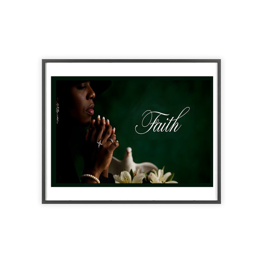 Faith Prayer Wall Poster with Wooden Frame — Inspirational Religious Home Decor