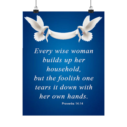 Proverbs 14:14 Inspirational Art Poster by Grace Canvas Shop