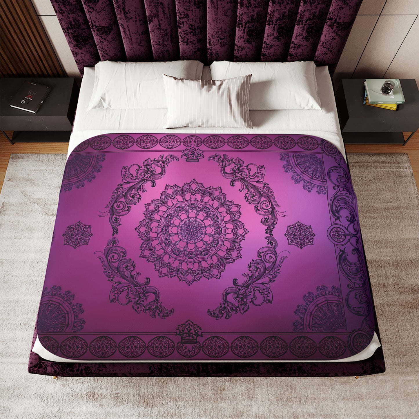 Cozy Mandala Sherpa Throw Blanket