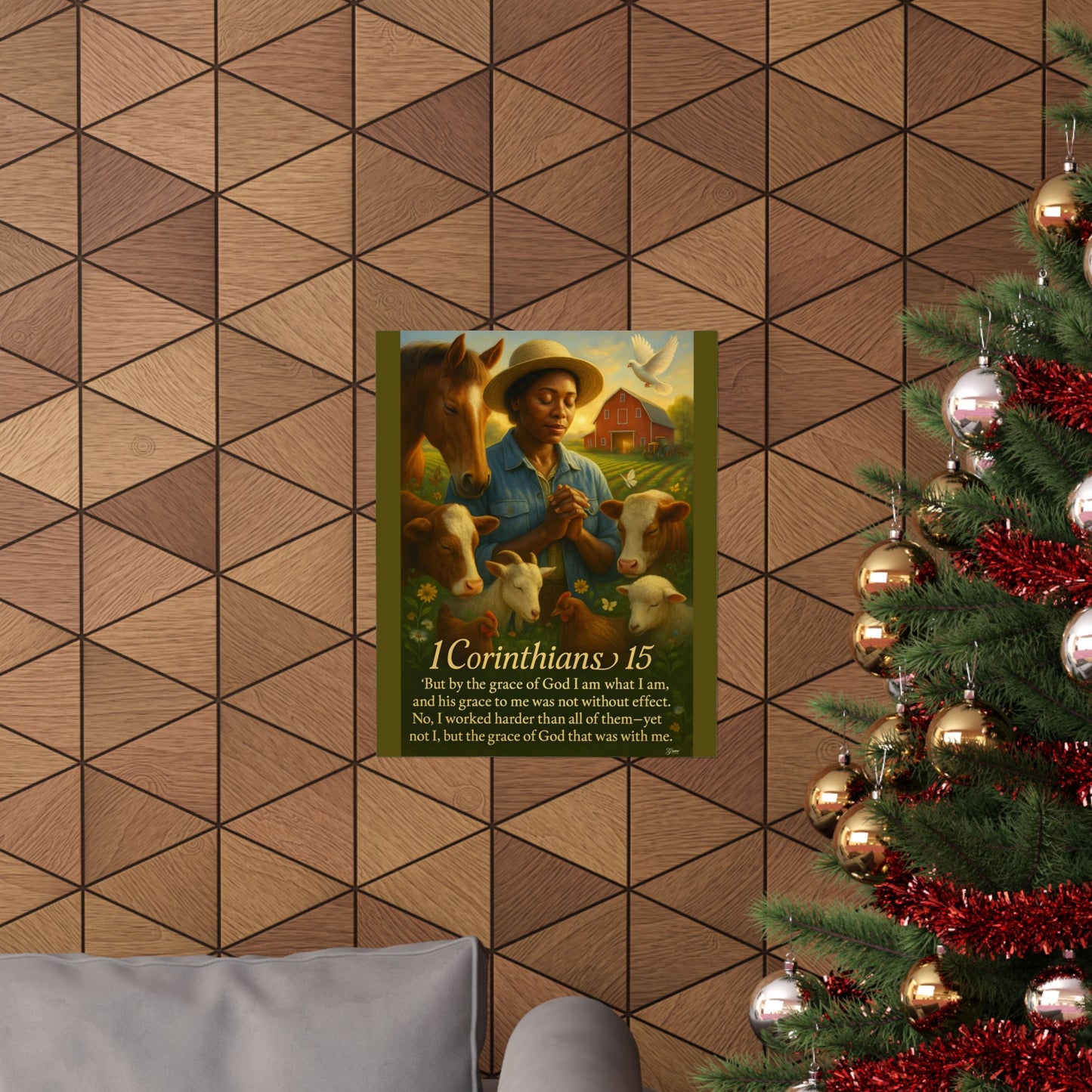 POSTER - Farm & Faith 1 Corinthians 15 v2 Inspirational Poster