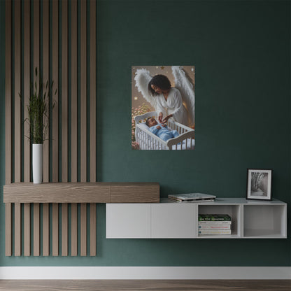 Angel Nursery Satin Poster 2 — Guardian Angel Crib Wall Art (300gsm) by Grace Canvas Shop