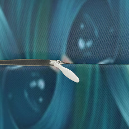 Floral Lotus Lumbar Pillow — Teal & Coral Botanical Accent Pillow