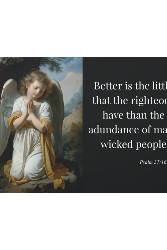 Psalm 37:16 Angel Prayer Matte Stretched Canvas (1.25") by Grace Canvas