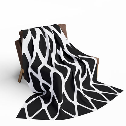 Arctic Fleece Blanket - Monochrome Geometric Diamond Pattern Cozy Throw