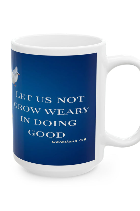 Blue Cross Faith-Inspired Ceramic Mug by Grace Canvas.shop