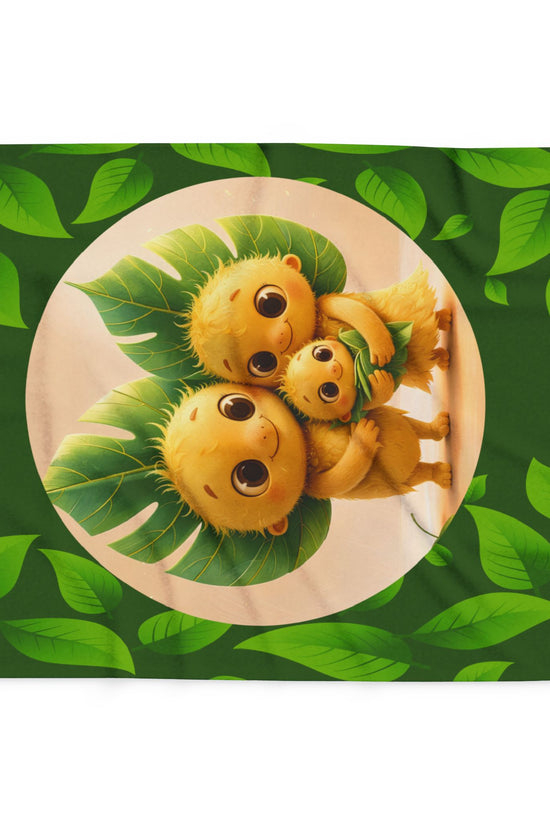 Cute Leaf Sprite Family Fleece Blanket — Cozy Green Nature Throw for Kids & Nursery by Grace Canvas Shop