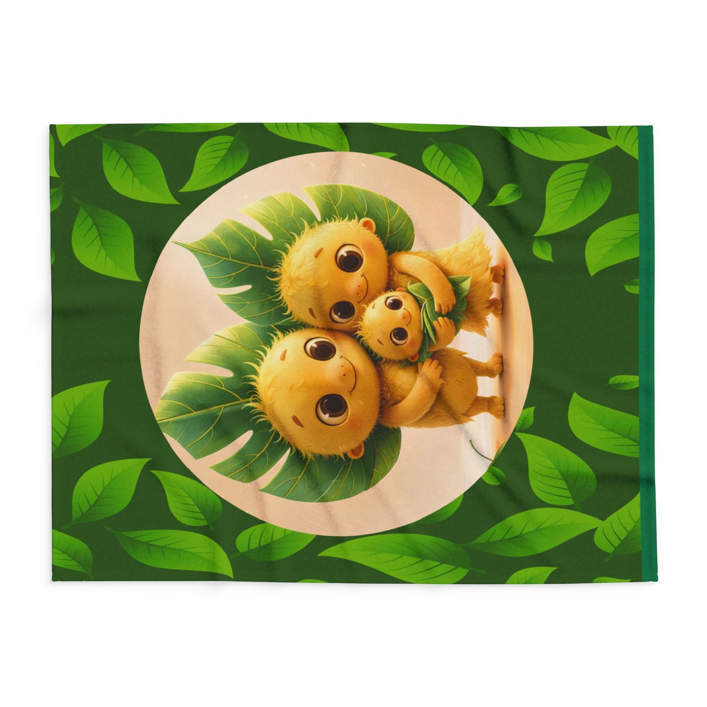 Cute Leaf Sprite Family Fleece Blanket — Cozy Green Nature Throw for Kids & Nursery by Grace Canvas Shop