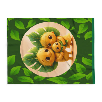 Cute Leaf Sprite Family Fleece Blanket — Cozy Green Nature Throw for Kids & Nursery by Grace Canvas Shop
