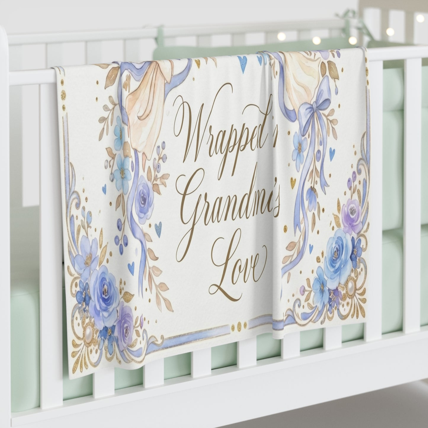Wrapped in Grandma's Love Blue Angelic Floral Keepsake (Newborn Gift)