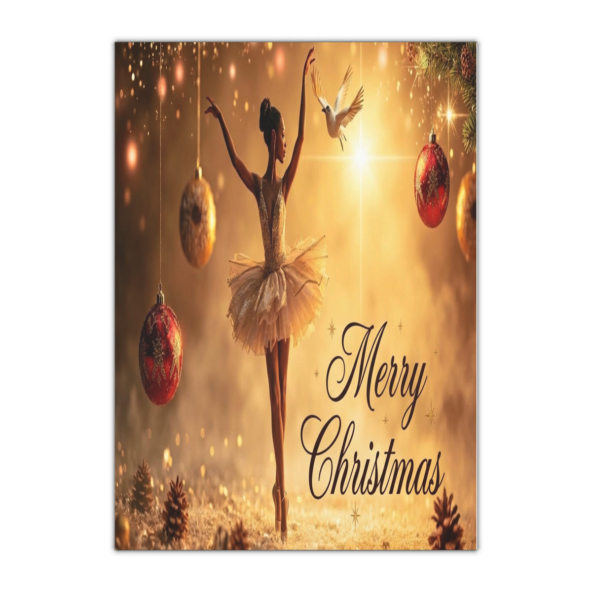 Christmas Ballerina Gift Wrap Sheet — "Merry Christmas" Holiday Wrapping Paper