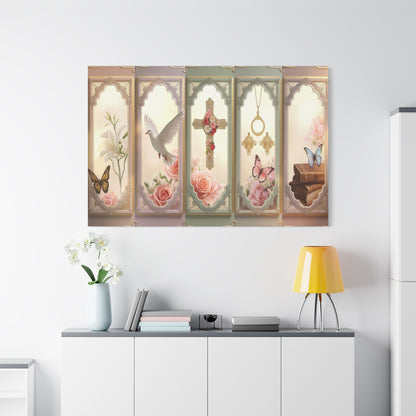 Church Windows Religious Floral Panel Canvas by Grace Canvas Shop