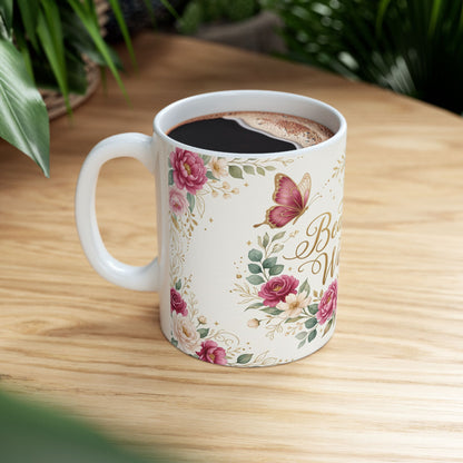 Beautiful Warrior Floral Ceramic Coffee Cup (11oz, 15oz)