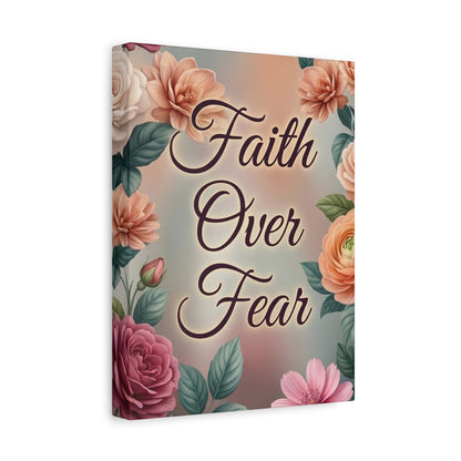 Faith Over Fear Floral Canvas Wall Art