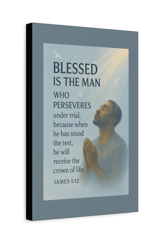 Canvas Wall Art James 1:12 Inspirational Prayer Print by Grace Canvas Shop