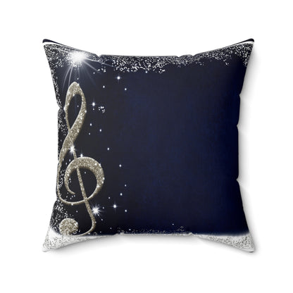 Music Note Sparkle Square Pillow by Grace Canvas Shop