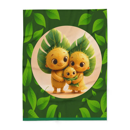 Cute Leaf Sprite Family Fleece Blanket — Cozy Green Nature Throw for Kids & Nursery by Grace Canvas Shop
