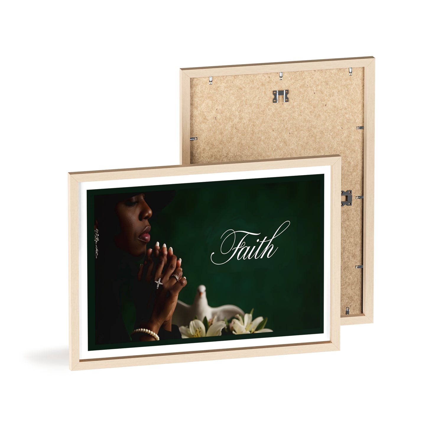 Faith Prayer Wall Poster with Wooden Frame — Inspirational Religious Home Decor