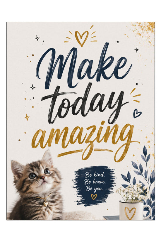 Make Today Amazing Cute Kitten Poster — Inspirational Watercolor Wall Art
