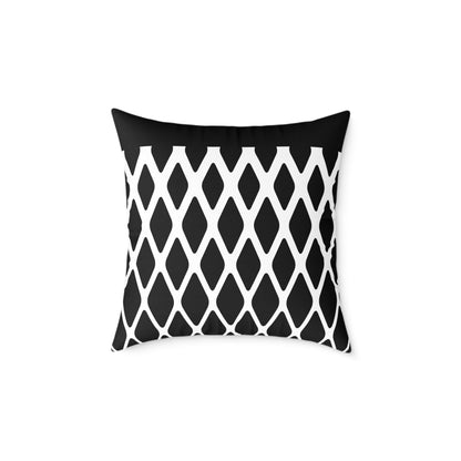 Geometric Black & White Throw Pillow — Modern Lattice Square Cushion