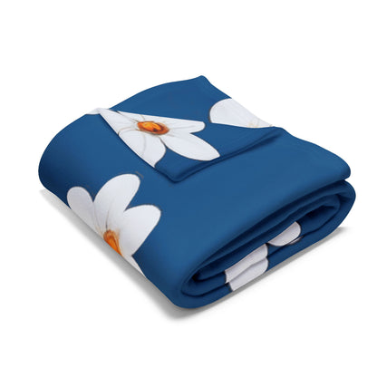 Daisy Fleece Blanket — Cozy Blue Floral Throw