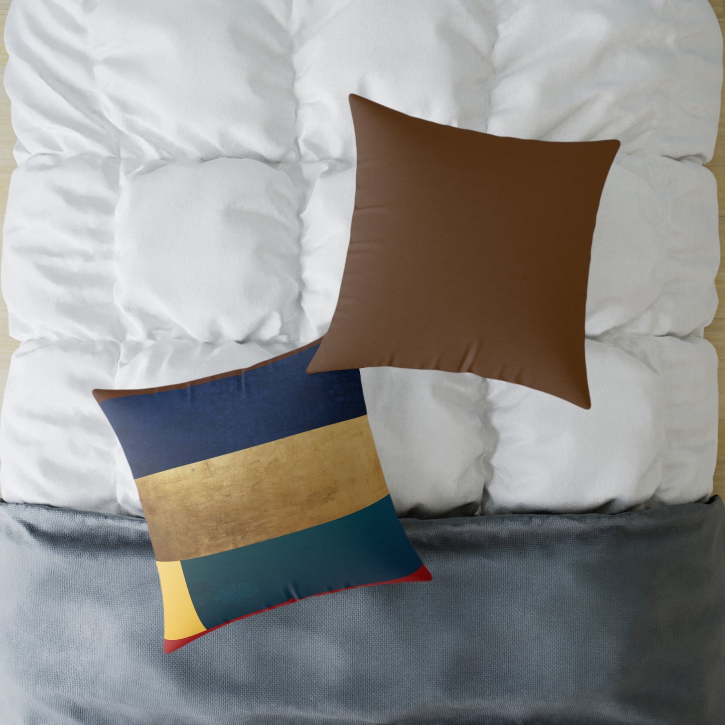 Abstract Color Block Square Pillow — Modern Geometric Decorative Throw Pillow by Grace Canvas Shop