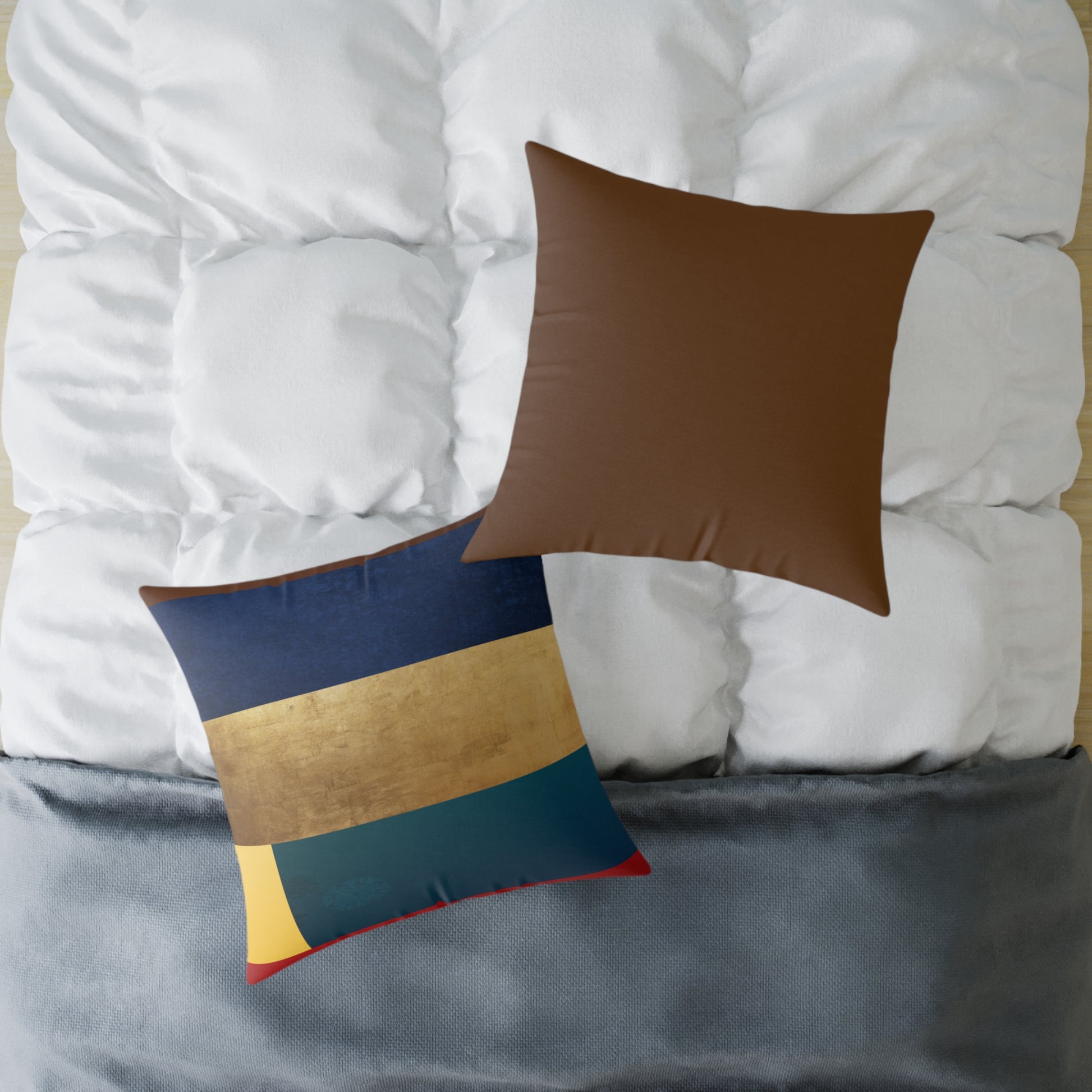 Abstract Color Block Square Pillow — Modern Geometric Decorative Throw Pillow by Grace Canvas Shop