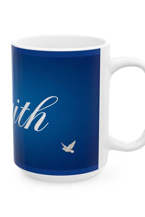 Faith Ceramic Inspirational Blue Coffee Cup (11oz & 15oz) by Grace Canvas.shop