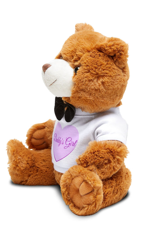 Daddy's Girl Teddy Bear Plush — Brown Bear with Heart T‑Shirt & Bow Tie by Grace Canvas Shop