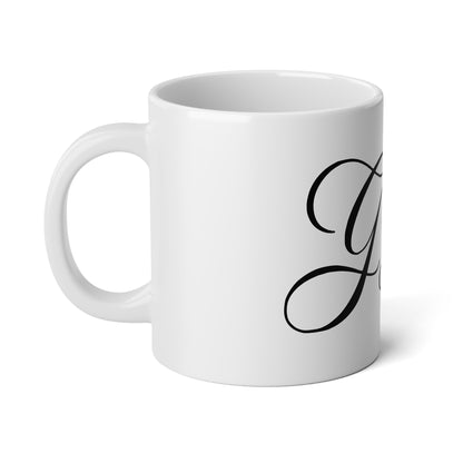 Grace Canvas 20oz Jumbo Coffee Mug — Elegant Script Logo Ceramic Travel-Ready Cup by Printify