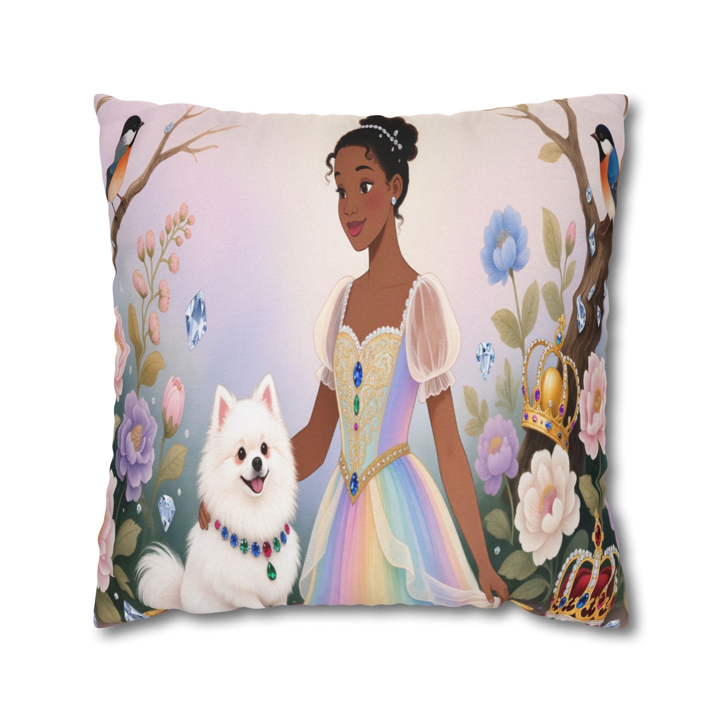 Princess & Pomeranian Dog Decorative Pillowcase