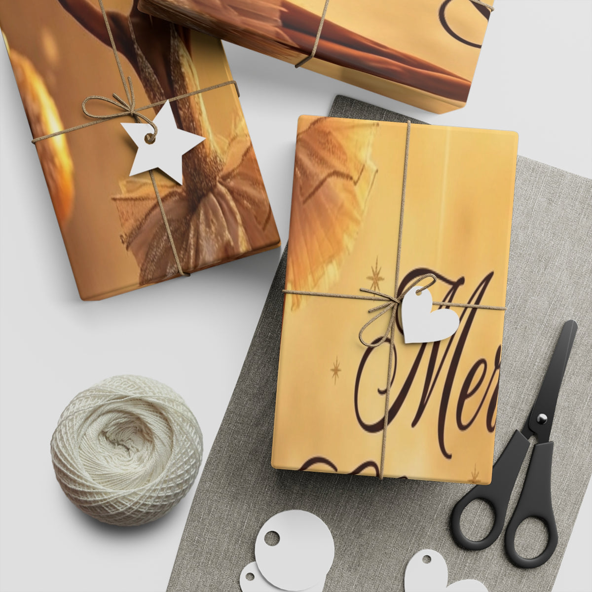 Christmas Ballerina Gift Wrap Sheet — "Merry Christmas" Holiday Wrapping Paper