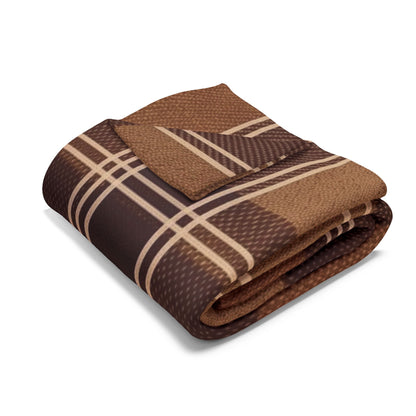 Brown Plaid Fleece Blanket – Cozy Rustic Throw for Cabin, Living Room, Gift