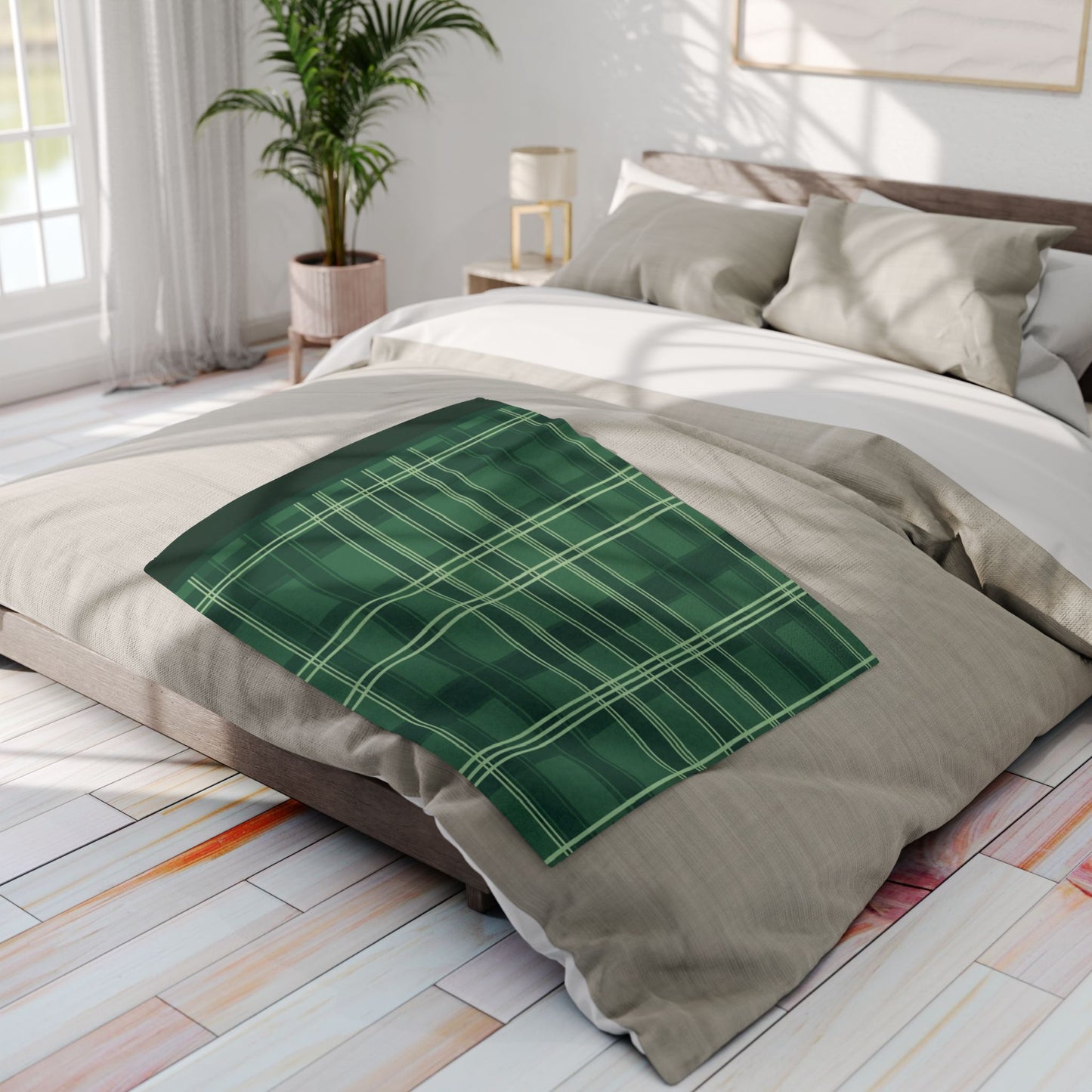 Green Plaid Fleece Blanket