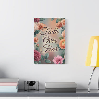 Faith Over Fear Floral Canvas Wall Art