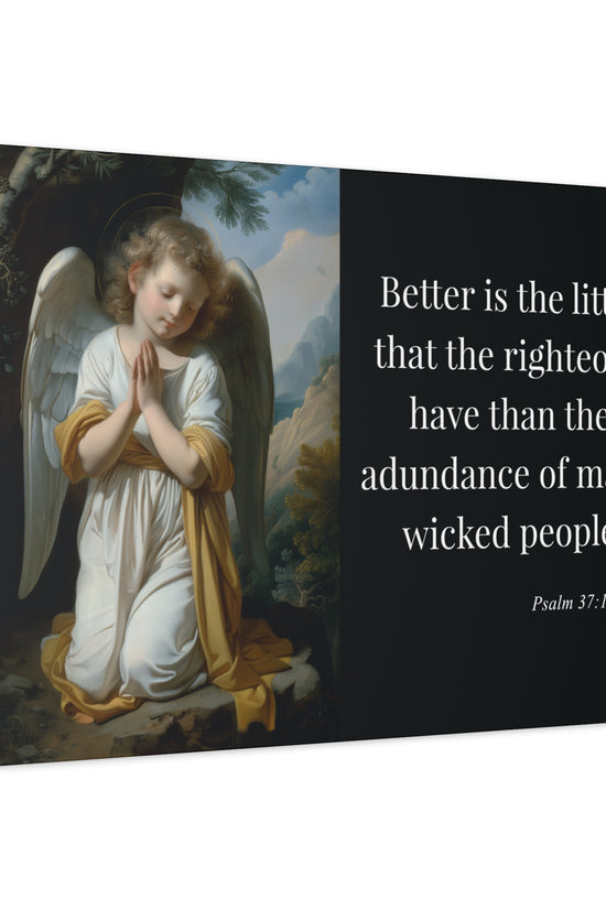 Psalm 37:16 Angel Prayer Matte Stretched Canvas (1.25") by Grace Canvas