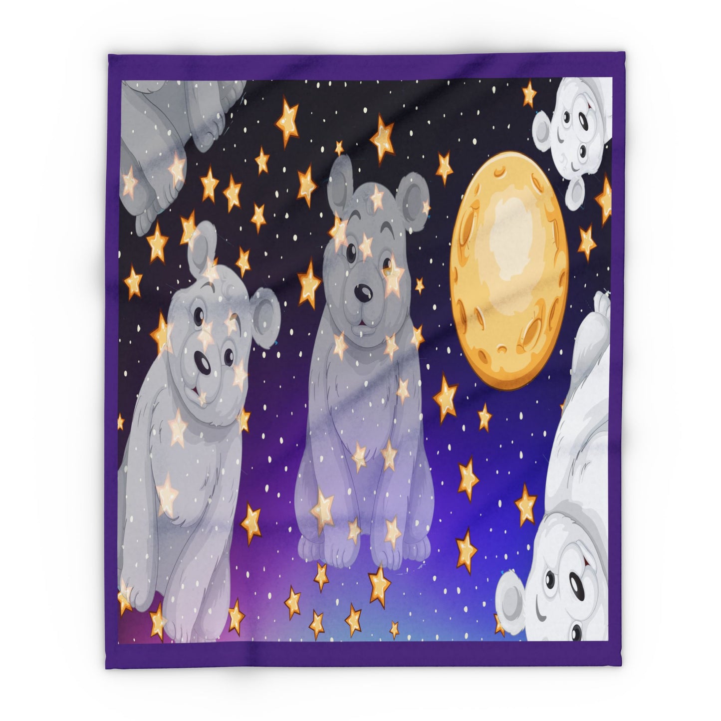 Polar Bear Moon Fleece Blanket — Cute Arctic Bears Throw