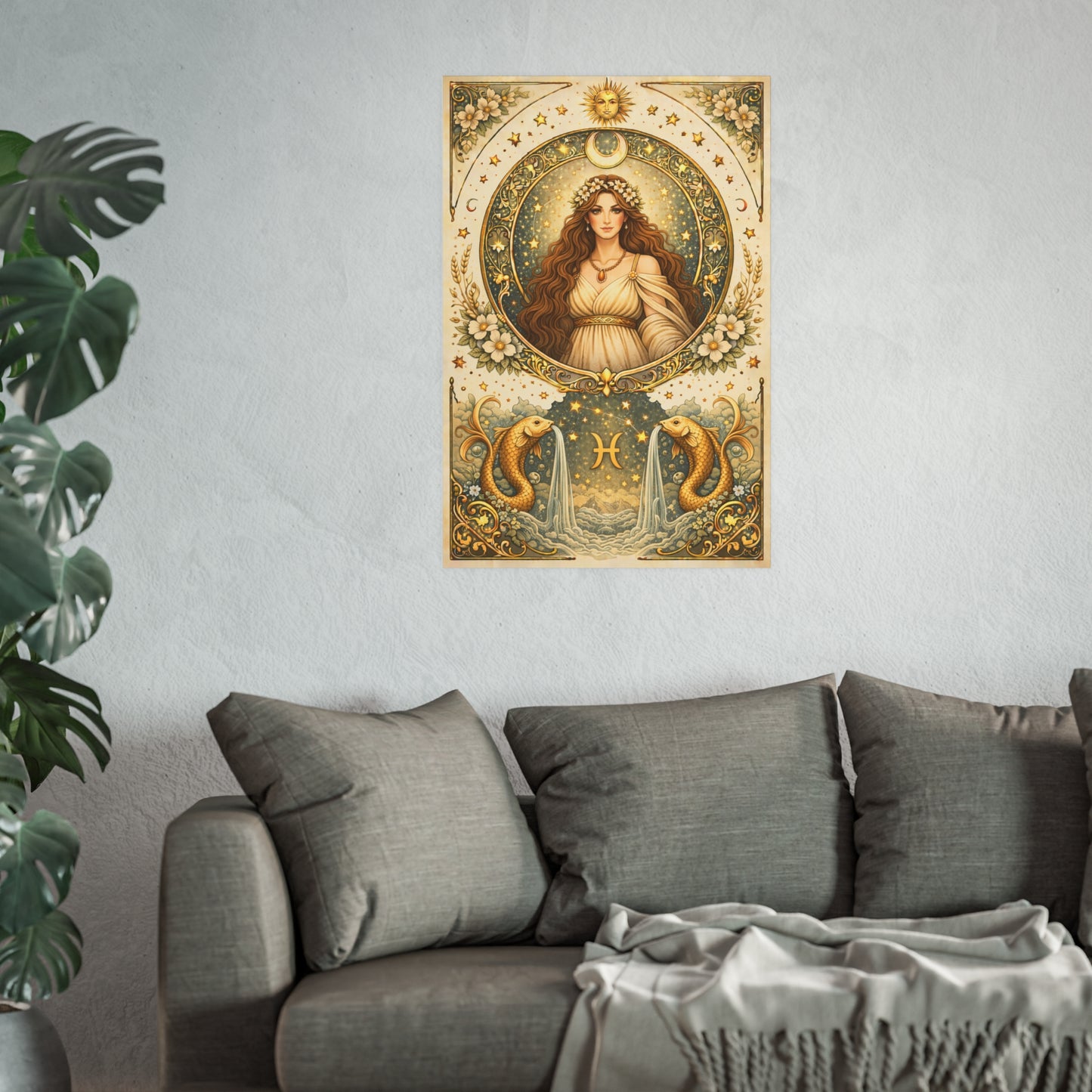 Celestial Pisces Zodiac Art Poster