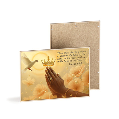 Isaiah 62:3 Crown & Praying Hands Framed Poster with Wooden Frame